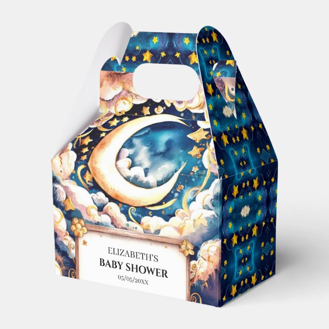 Enchanted Moon Celestial Baby Shower Favor Box (Front Side)