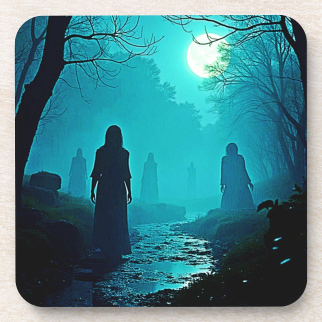 Enchanted Moonlight Forest Spirits Coaster (Front)