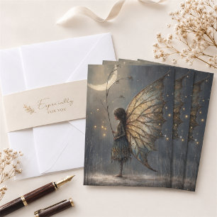 Enchanted Moonlit Woodland Fairy Watercolor 