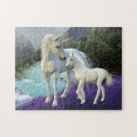 Enchanted Mother Unicorn and Foal Baby  Jigsaw Puzzle<br><div class="desc">This design may be personalized by choosing the customize further option to add text.

Contact me at colorflowcreations@gmail.com if you with to have this design on another product.  

  See more of my creations or follow me at www.facebook.com/colorflowcreations,  www.instagram.com/colorflowcreations,  www.twitter.com/colorflowart,  and www.pinterest.com/colorflowcreations.</div>
