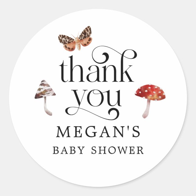 Enchanted Mushroom Baby Shower Favour Classic Round Sticker (Front)