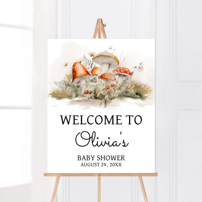 Enchanted Mushroom Forest Baby Shower Welcome Poster (Enchanted Mushroom Baby Shower Welcome Sign)