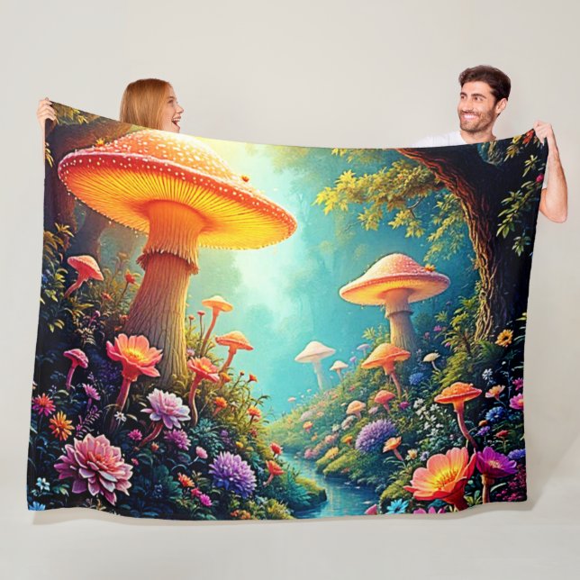 Enchanted Mushroom Forest Dream Fleece Blanket (In Situ)
