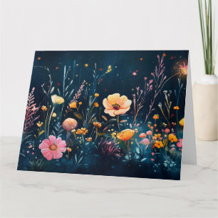 Enchanted Mushroom Forest Floor at Night Card