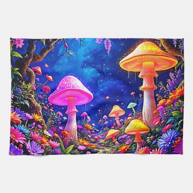 Enchanted Mushroom Forest Kitchen Towel (Horizontal)