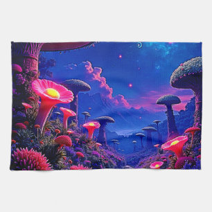 Enchanted Mushroom Forest Night Design Kitchen Towel