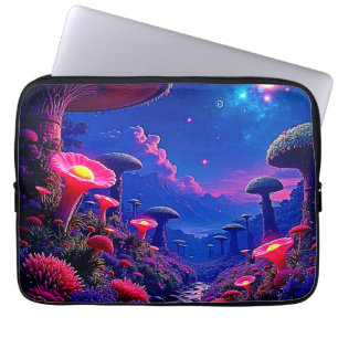 Enchanted Mushroom Forest Night Design Laptop Sleeve