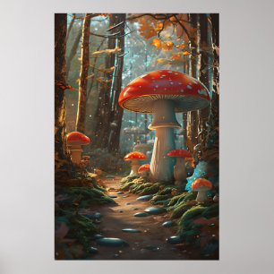 Enchanted Mushroom Forest – Whimsical Woodland Poster
