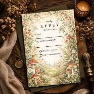 Enchanted Mushroom Woodland Wedding RSVP Card