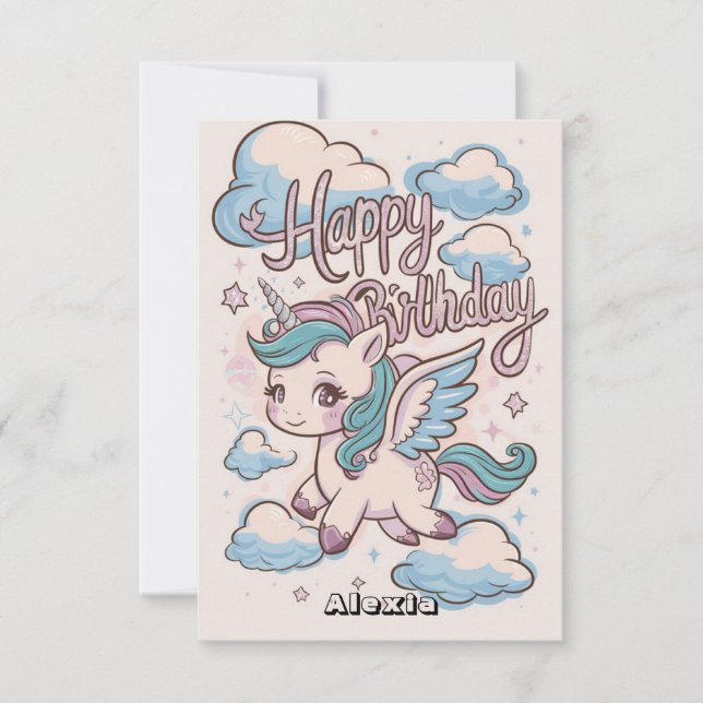 Enchanted Mystical Unicorn Birthday Card (Front)