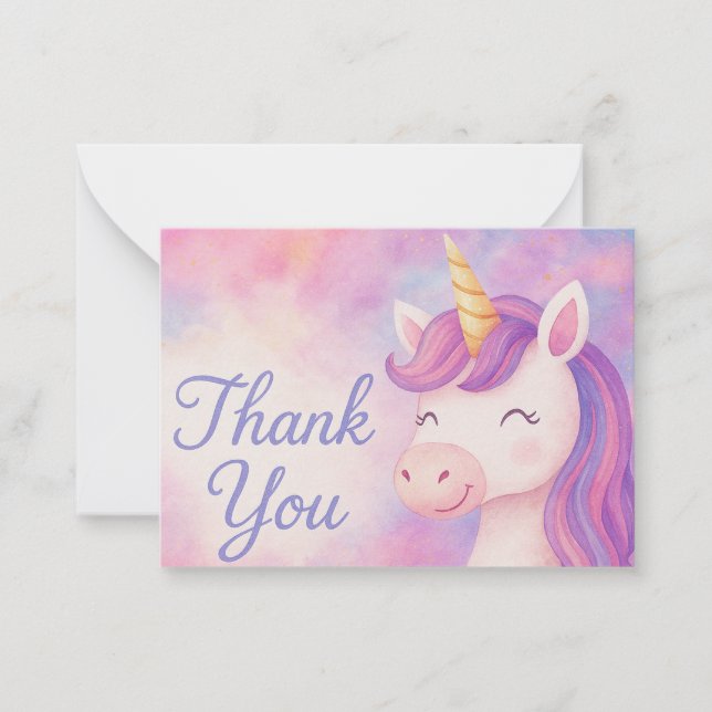 Enchanted Mystical Unicorn Thank You Card (Front)