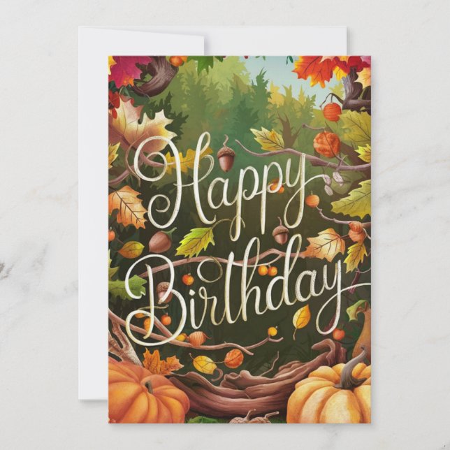 Enchanted Mystical Warm Autumn Fall Happy Birthday Card (Front)