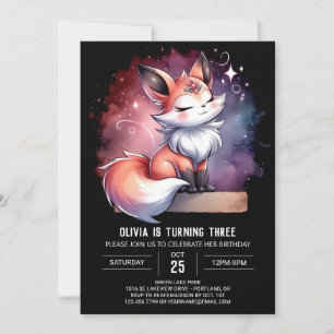 Enchanted Nature Fox Birthday digital Invitation