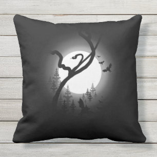 Enchanted Night Forest Outdoor Pillow