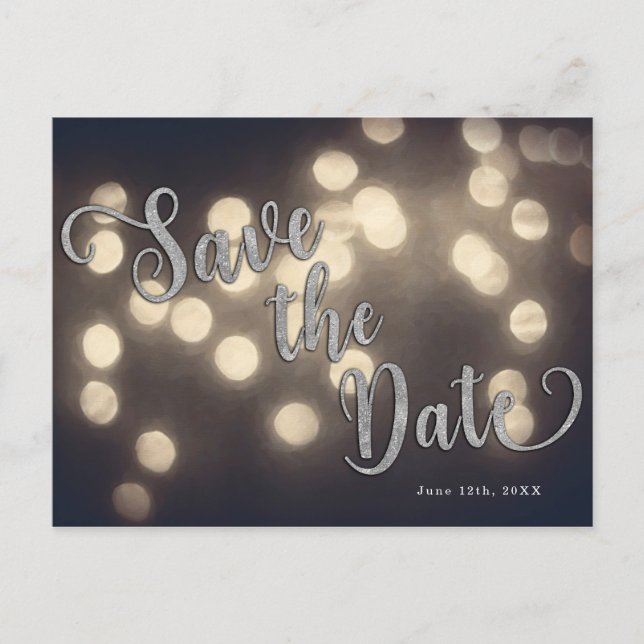 Enchanted Night Lights Elegant Save the Date Announcement Postcard (Front)