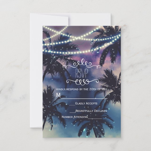 Enchanted Night Sky Evening Beach Lights RSVP (Front)