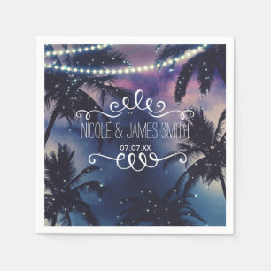 Enchanted Night Sky Evening Beach Lights Wedding Napkin