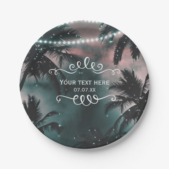 Enchanted Night Sky Evening Beach Lights Wedding Paper Plate (Front)