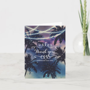 Enchanted Night Sky Evening Beach Lights Wedding Thank You Card