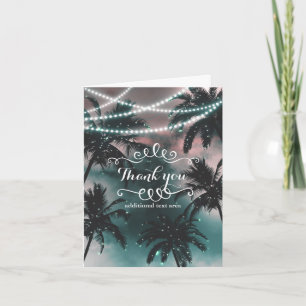 Enchanted Night Sky Evening Beach Lights Wedding Thank You Card