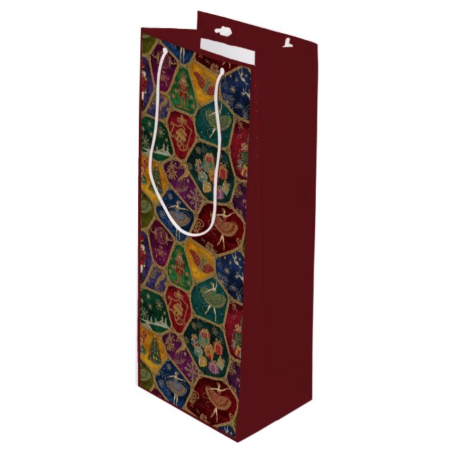 Enchanted Nutcracker Ballet Christmas Wine Gift Bag (Front Angled)