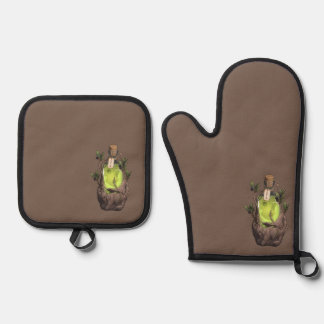 Enchanted Olive Oil Potion Oven Mitt & Pot Holder Set