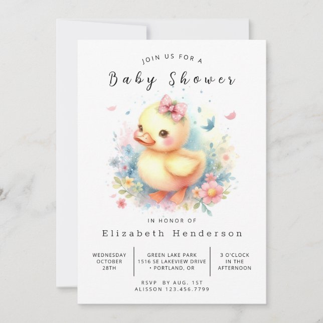 Enchanted Online Duck Baby Shower  Invitation (Front)