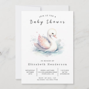 Enchanted Online Swan Baby Shower Invitation