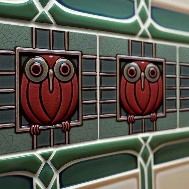 Enchanted Owl in a Box Arts & Crafts Movement Tile (Creator Uploaded)