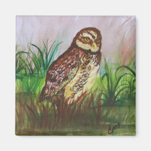 Enchanted Owl Watercolor Art Magnet