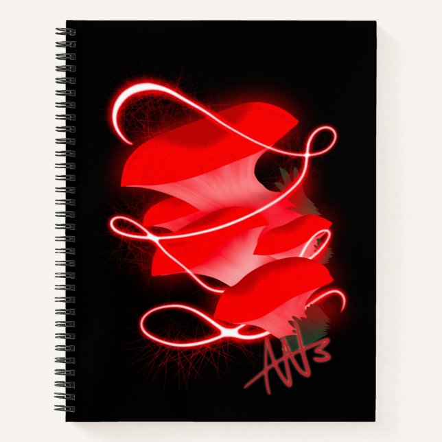 Enchanted Oyster Glowing Red Mushroom Spiral Notebook (Front)