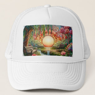 Enchanted Park Stained Glass Mosaic Trucker Hat