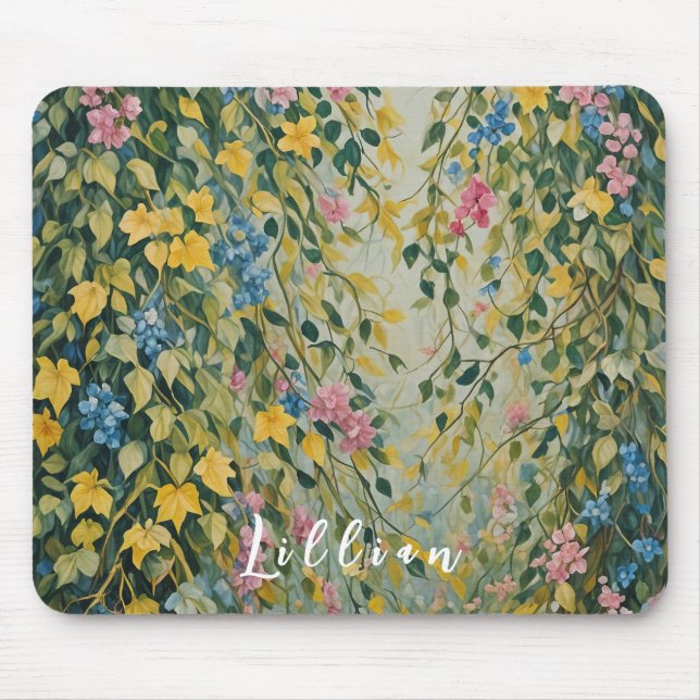 Enchanted Passage: Pastel Secret Garden Mouse Pad (Front)