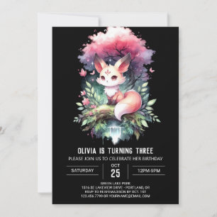 Enchanted Pastel Fox Birthday digital Invitation