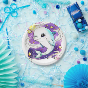 Enchanted Pastel Kids' Dolphin Birthday Paper Plate