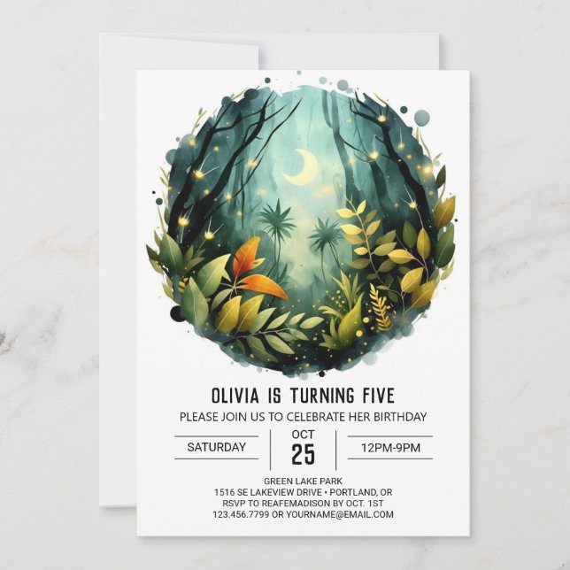 Enchanted Pastel Nature Woodland Birthday Invitation (Front)