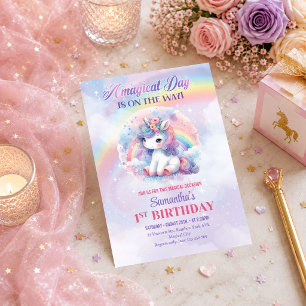 Enchanted Pastel Unicorn Girl Birthday Party Invit Invitation