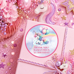 Enchanted Pastel Unicorn Magical Day Birthday Stic Classic Round Sticker
