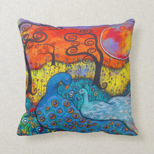 Enchanted Peacocks Throw Pillow