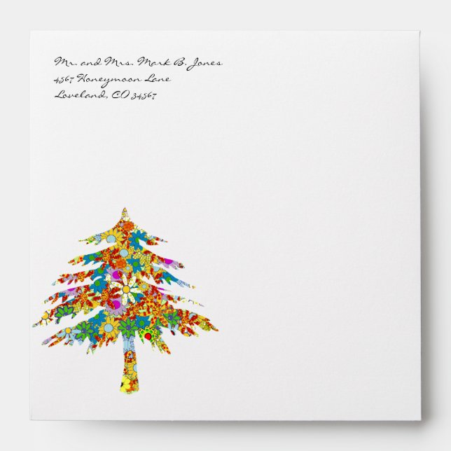 Enchanted Pine Tree Forest Wedding Envelope (Front)