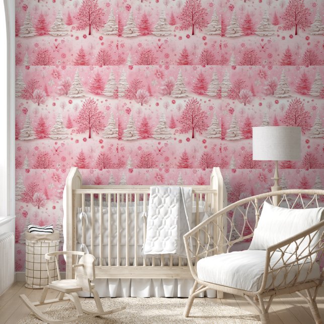 Enchanted Pink Magic Pastel Winter Vibes Chrismas Wallpaper (Kids)