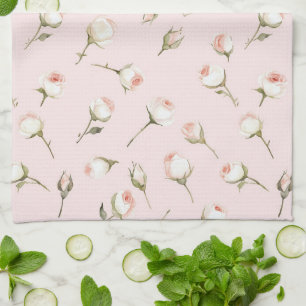 Enchanted Pink Roses Floral Kitchen Towel