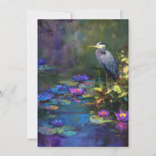 Enchanted Pond Water Lily Nature Watercolor Holiday Card