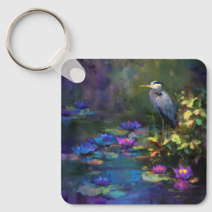 Enchanted Pond Water Lily Nature Watercolor Keychain