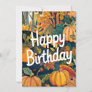 Enchanted Pretty Cozy Autumn Fall Happy Birthday Card