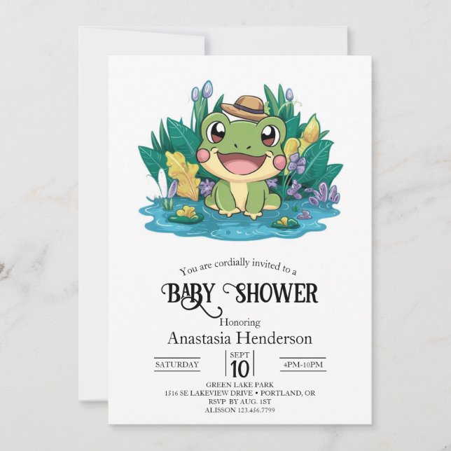 Enchanted Pretty Frog Baby Shower Invitation (Front)