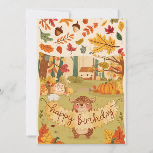 Enchanted Pretty Warm Autumn Fall Happy Birthday Card