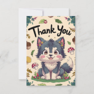 Enchanted Pretty Wolf Thank You Card