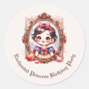 Enchanted Princess Birthday Invitation Snow WhitE Classic Round Sticker