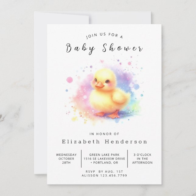Enchanted Printable Duck Baby Shower Invitation (Front)